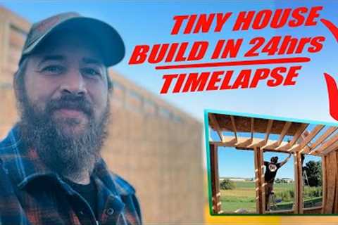 24 HOUR Tiny House BUILD--TIMELAPSE: HEATED FLOORS, Reclaimed Windows &amp; Door--14X14 DIY Cabin