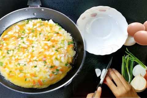 Fried Egg With Onion Recipe - Simple Omelette with Onion | Fried Egg King