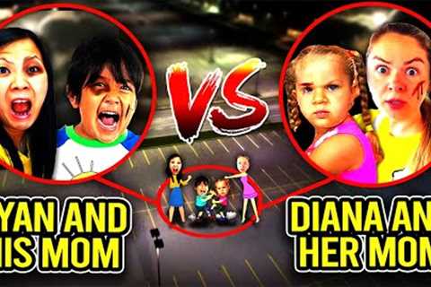 DRONE CATCHES RYAN'S WORLD AND HIS MOM VS KIDS DIANA SHOW AND HER MOM!! *HUGE FIGHT*
