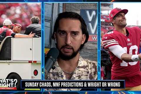 Trey Lance is out &amp; Jimmy G is back at QB, gives MNF Predictions, Wright or Wrong | What's..