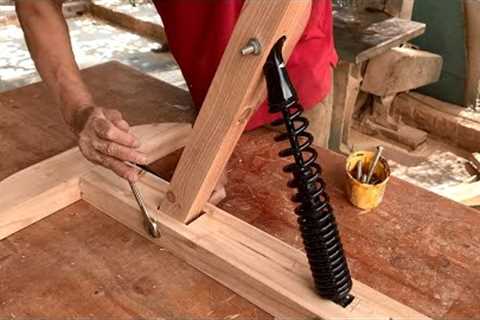 Unique Creative Woodworking Ideas // How To Make A rocking Chair From A motorcycle Shock Absorber