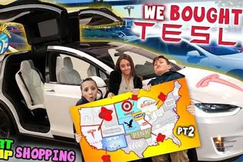 My Son gets a TESLA Car! (FV Family Shopping Dart Map Challenge) #2