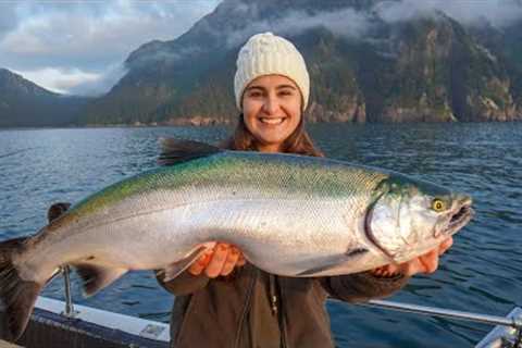 WILD Caught ALASKAN SALMON! Catch, Clean &amp; Cook! Seward, Alaska Fishing