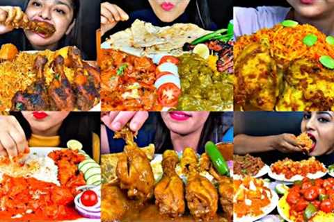 ASMR EATING SPICY CHICKEN CURRY, PALAK PANEER, BUTTER CHICKEN | INDIAN FOOD MUKBANG |Foodie India|
