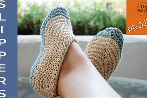 Easy Slippers knitting pattern (using Garter stitch and straight needles) - So Woolly