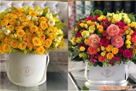 Hatbox Fill With Colorful Roses/Valentine Day Gift/Birthday Gifts Ideas/Gift For Her