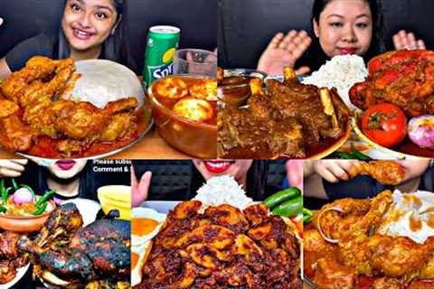 ASMR EATING SPICY CHICKEN CURRY, EGG CURRY, MUTTON CURRY | BEST INDIAN FOOD MUKBANG/ADMR |FoodShood|