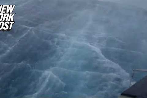 Drone video shows 50-foot waves &amp; destructive winds in the heart of Hurricane Fiona | New York..