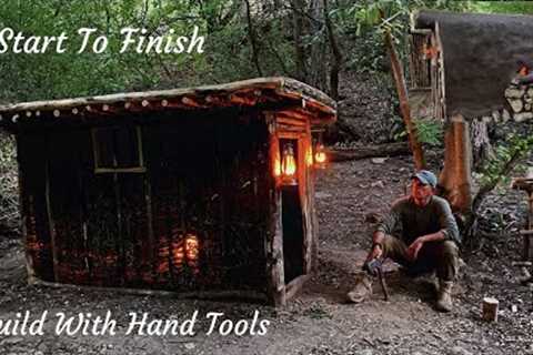 Bushcraft Skills. Building Survival Tiny House. Clay. Stone. Fireplace. Making Bench.