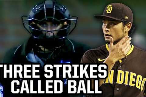 Yu Darvish throws a 4-strike walk, a breakdown