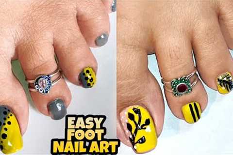 Two elegant yellow foot nail art designs || Toe nail art ideas || Gorgeous feet || Nail Delights💅