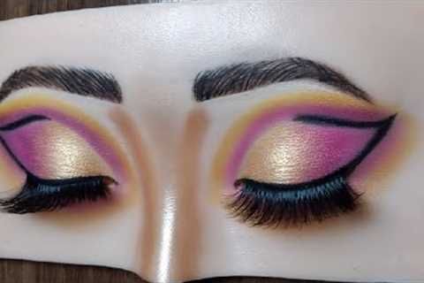 yellow purple cut crease eye makeup tutorial ||