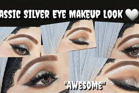 Classic Silver Eye Makeup with Smudged Liner 🤍/Walima Look