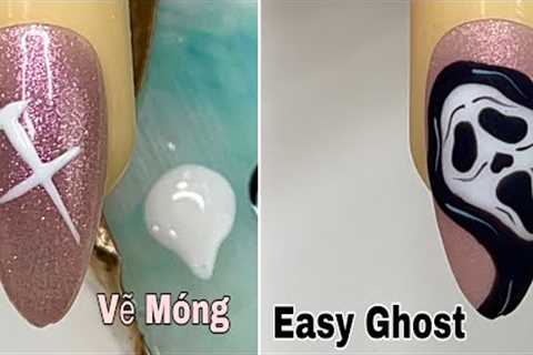 Easy Ghost Nail Art For Beginner 💖Vẽ Móng💅 New Nails Design 💝 New Nails
