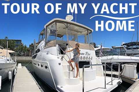 YACHT TOUR of MY LIVEABOARD HOME / Meridian AFT CABIN Motor Yacht WALKTHROUGH with SPECS &amp;..