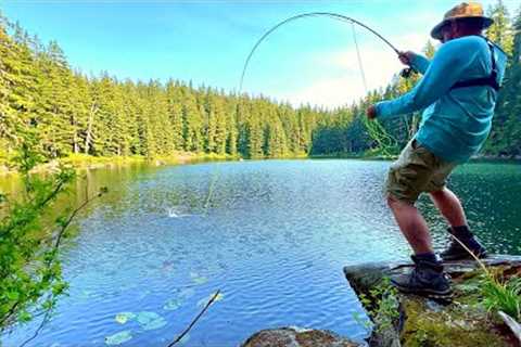 GIANT Trout Fishing in TINY MOUNTAIN LAKE!!! (Catch &amp; Cook)