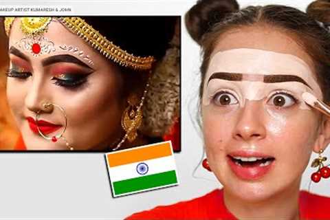 I Tried Following INDIAN BENGALI Bridal Makeup Tutorial