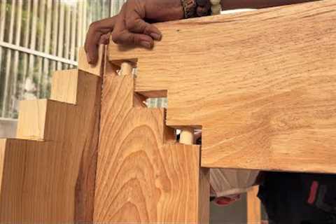 Extremely Ingenious Skills Woodworking Worker  Making Unique Joints Bed Monolithic Wood Projects