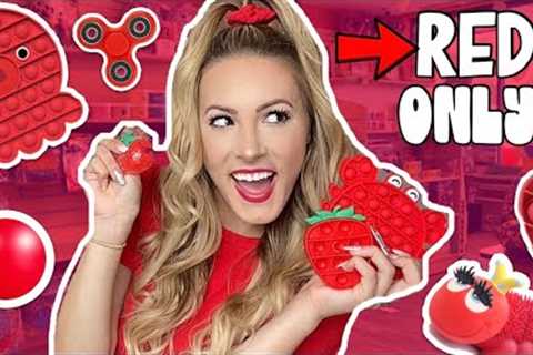 RED ONLY 🍒🍉💋 FIDGET SHOPPING CHALLENGE + HAUL! *NO BUDGET* 🤑
