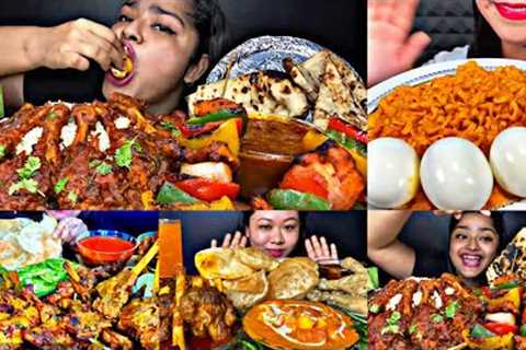 ASMR EATING SPICY CHICKEN CURRY, PANEER TIKKA, EGG, MUTTON | BEST INDIAN FOOD MUKBANG |FoodShood|