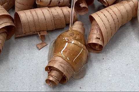 Add Epoxy Resin to your hand planer dregs and the magic unfolds. / woodworking tips