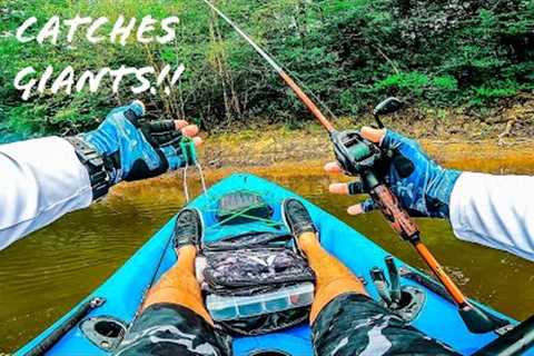 ULTRA SHALLOW River Is LOADED With GIANT BASS!! || Kayak Bass Fishing Part II