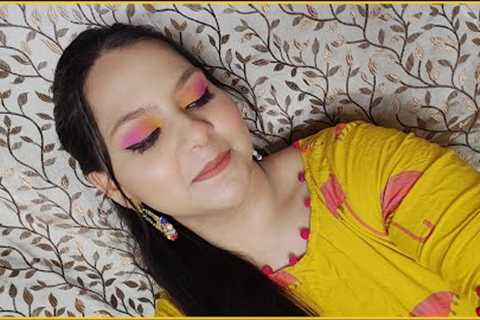 Colorfull Eye Makeup Tutorial With Flawless Base | Simple &amp; Easy | alishaa makeover |