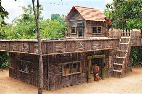 Building The Most Beautiful Survival House Villa By Primitive Skills
