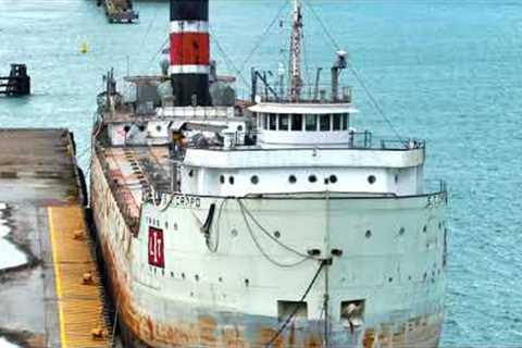 FINAL VOYAGE SS S.T.CRAPO LAKE FREIGHTER by Windsor Aerial Drone Photography