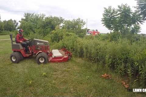 Mowing Overgrown Area by Ditch w Ventrac 4500 Tough Cut! Found Something Hiding Under All This Mess!
