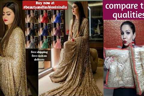 Wedding special / golden sequence heavy saree review / online saree haul / online shopping review