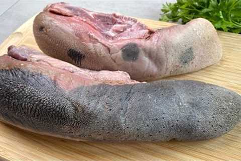 The recipe was shared at the restaurant. How to cook delicious tongue.