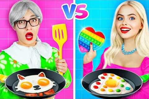 ME VS GRANDMA COOKING CHALLENGE | Secret Cooking Hacks and Tips for Kitchen by RATATA CHALLENGE