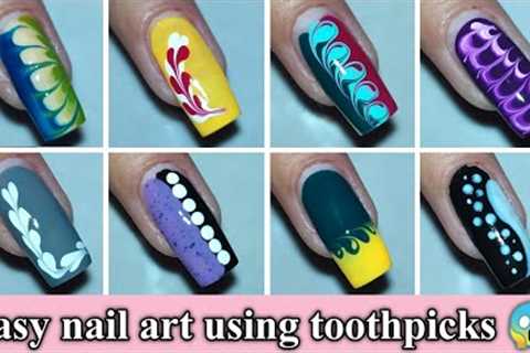 Nail art using toothpicks at home|| Simple designs for beginners #easynailart #naildesign #nailart