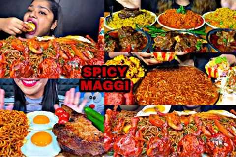 ASMR EATING SPICY MAGGI NOODLES, CHICKEN LOLIPOP, EGG, MUTTON | BEST INDIAN FOOD MUKBANG |FoodShood|