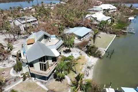 Blind Pass, north Sanibel and south Captiva  Hurricane Ian damage drone 4k