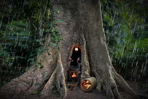 Building Shelter Survival In The Trunk, Underfloor Heating, Clay Fireplace, Traps and Cook