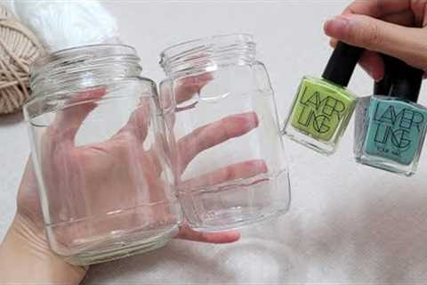 I did an INCREDIBLE job with the glass bottle, yarn, nail polish. DIY recycling craft ideas
