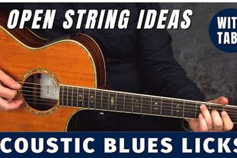 Acoustic Blues Lead Guitar Licks &amp; Devices using Open Strings - with Tabs