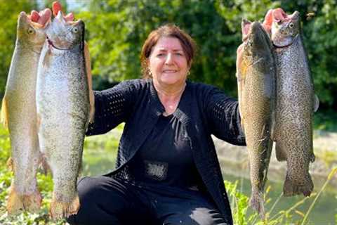 Grandma Catch 10 kg of TROUT and Cooked it on the Barbecue - The Secret of Cooking Fish