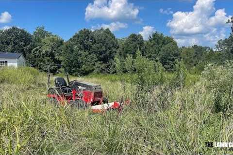 Ventrac Tough Cut Mowing Overgrown Field - Customer Warns Me About This Property!