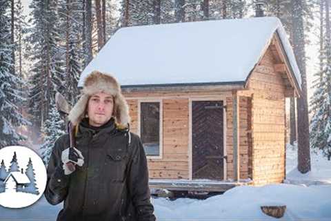 I built a tiny LOG CABIN in my backyard | From start to finish