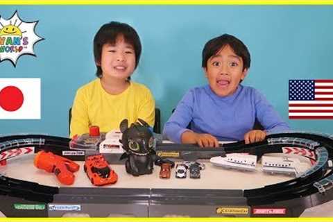 Ryan's World Collab with Gacchannel! Fun Toy Exchange between US and Japan!