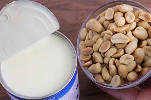 mix condensed milk with peanuts! You will be amazed! Dessert in a minute! no baking !