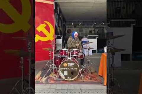 Just playing drums in the city of Xi'an Shaanxi China