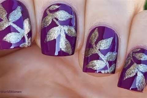 Orchid NAILS With Gold Leaves NAIL ART DESIGN / Elegant Fall Manicure 2022