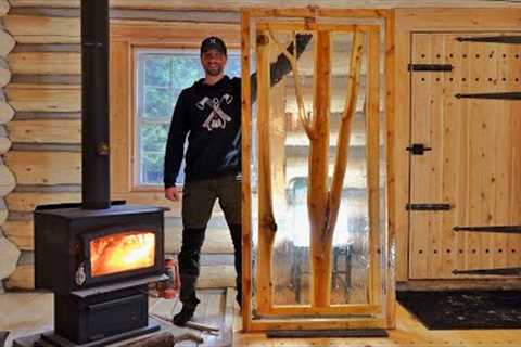 Building a Door with 150lbs of Clear Epoxy! First Fire of Autumn.  / Ep99 / Outsider Cabin Build
