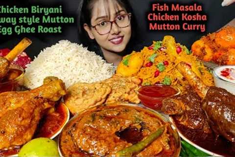 Eating Biryani, Mutton Curry, Fish Curry, Chicken &amp; Egg Curry | Asmr Eating | Mukbang | Big..