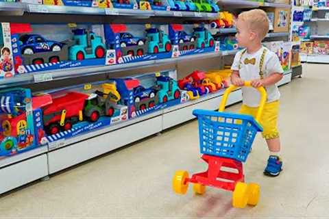 Little Chris pretend play with toys - best videos with small brother