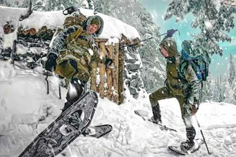 To the STONE House DEEP Winter: Bushcraft Overnight, Snow Storm and Survival HIGH in the mountains